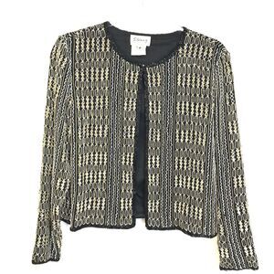 Stenay Evening Wear Jacket Women's Medium Black Silver Embellished Party Silk
